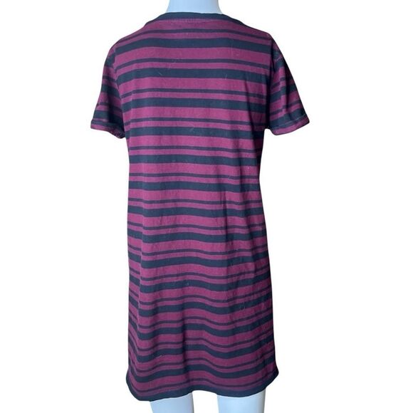 Forever 21 Striped Short Sleeve Dress Maroon and Black Size Small - Picture 2 of 2